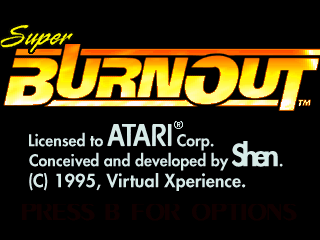 Super Burnout title screen for Jaguar